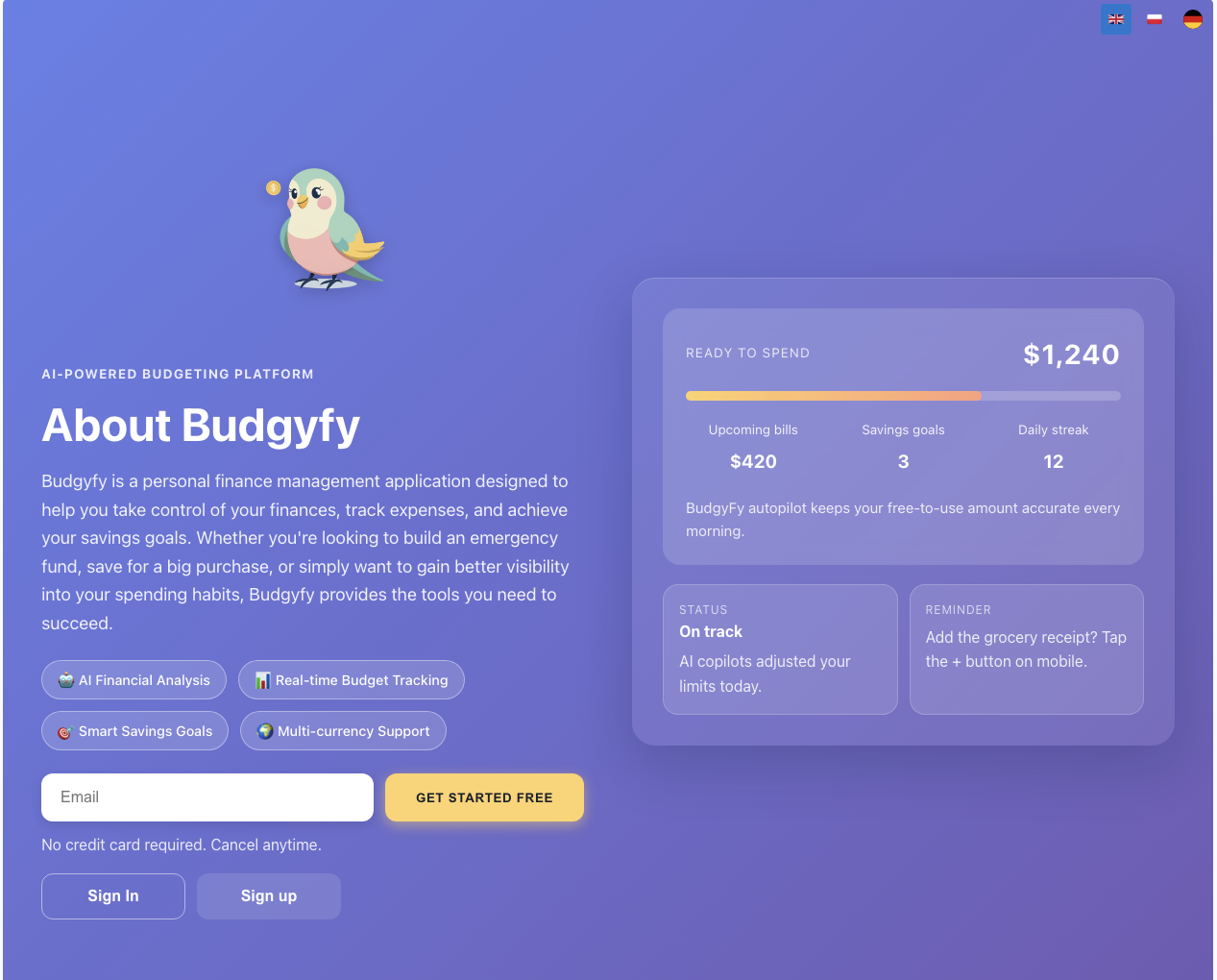 Budgyfy Dashboard